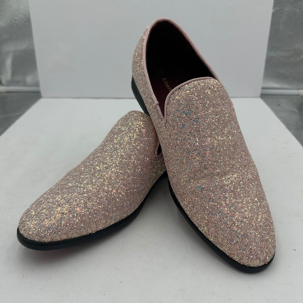 Men's Pink Glitter Slip-On Dress Shoes